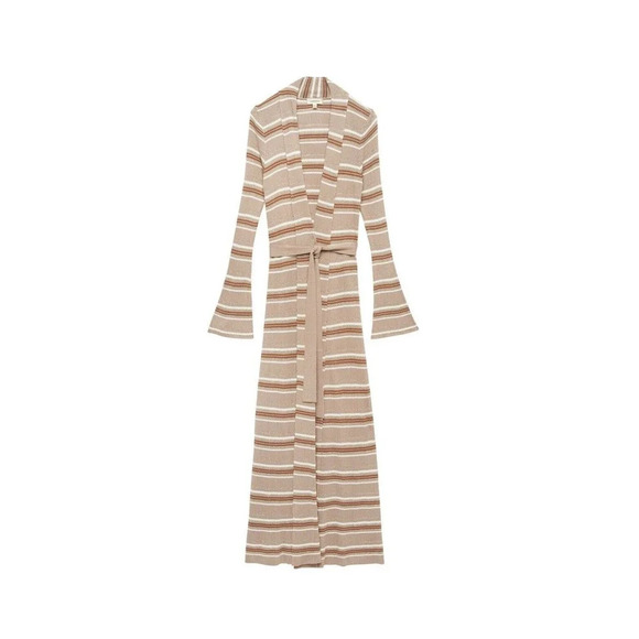 L'AGENCE Mirija Pink White Gold Metallic Stripe Duster Cardigan Sweater - Picture 3 of 7